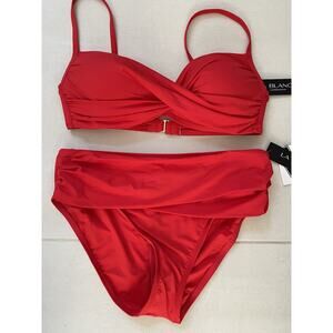 La Blanca Swim  Bikini Swimsuit High Waist Pleated Swimwear